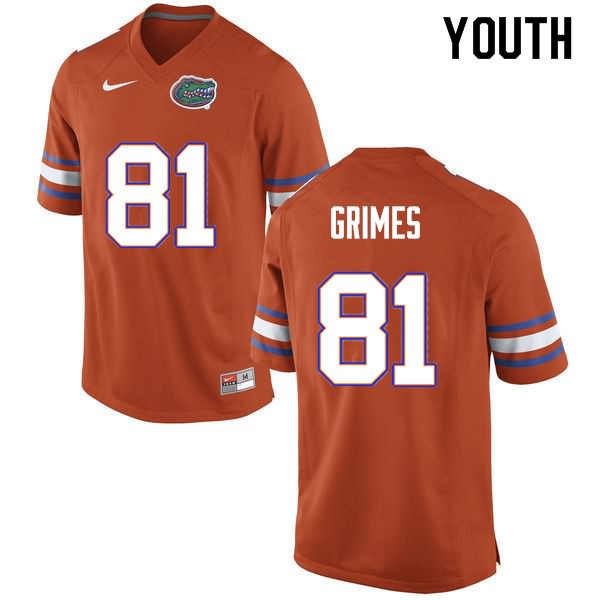 Youth NCAA Florida Gators Trevon Grimes #81 Stitched Authentic Nike Orange College Football Jersey NDR6665VS